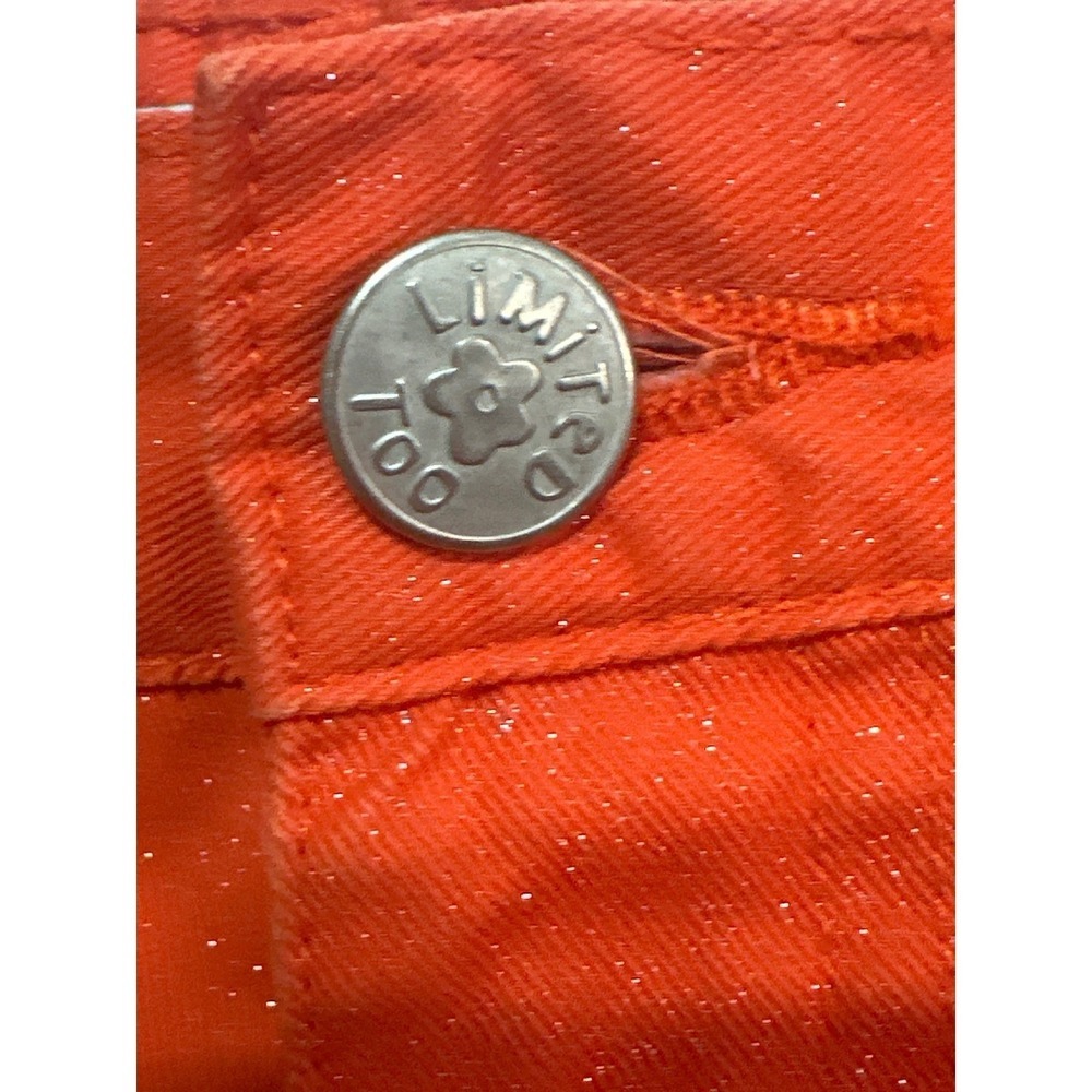 Limited Too Girls Orange Sparkle Denim Shorts Kids Size 14 Fun Fashion Jeans - Picture 4 of 7